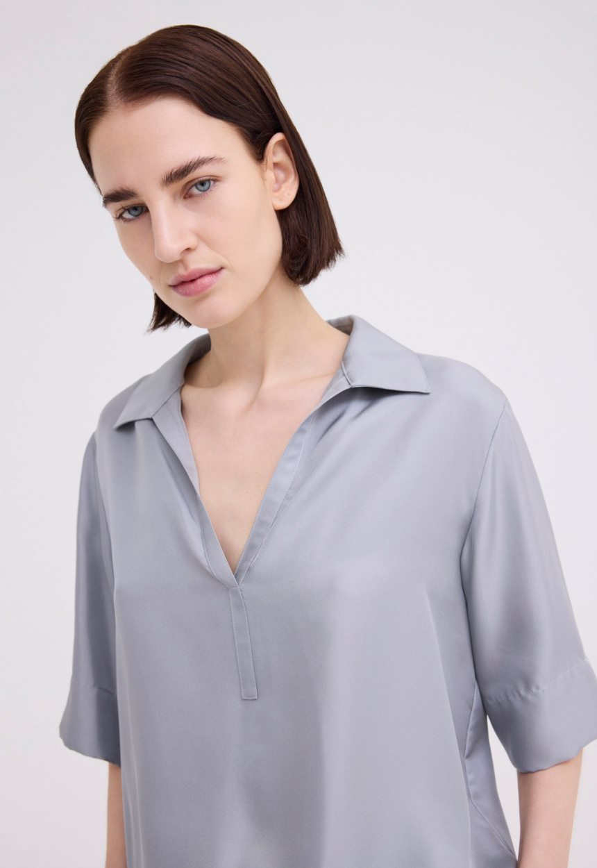 Jac + Jack Blume Silk Twill Top - Oxide Grey